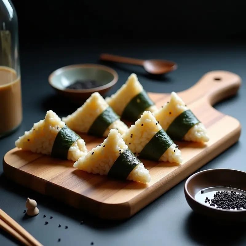 Onigiri Japoneses de Arroz Integral y Champiñones: Receta Vegana y Portátil