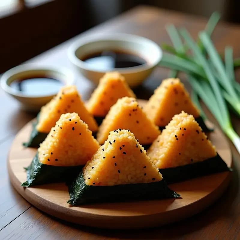 Onigiri de Arroz Salvaje y Setas Shiitake: Receta Japonesa en Airfryer con Algas Nori