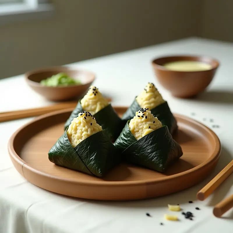 Onigiri Japonés con Relleno de Atún y Mayonesa de Wasabi: Snack Rápido y Proteico