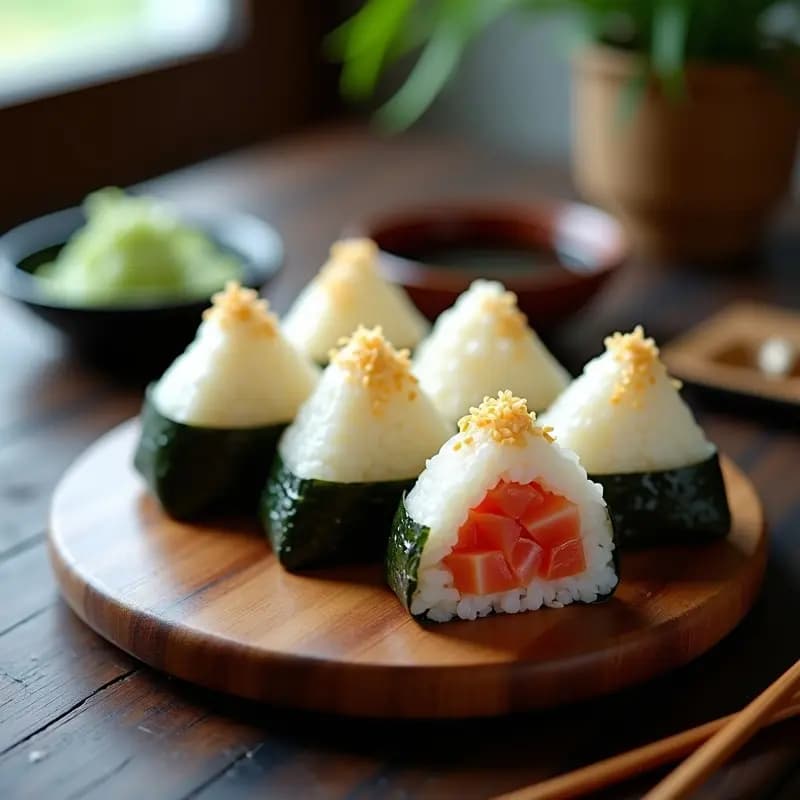 Onigiri Japonés de Salmón y Umeboshi: Bocaditos de Arroz Rellenos para Llevar