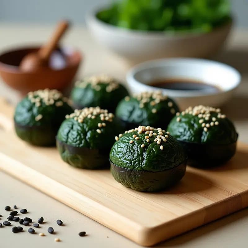 Onigiri de Kale y Semillas de Sésamo: Receta Japonesa Vegana y Sin Arroz
