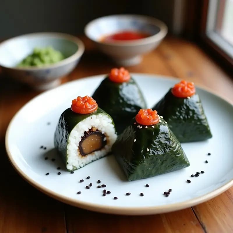 Onigiri de Champiñones Portobello y Umeboshi: Receta Japonesa Vegana y Alta en Umami