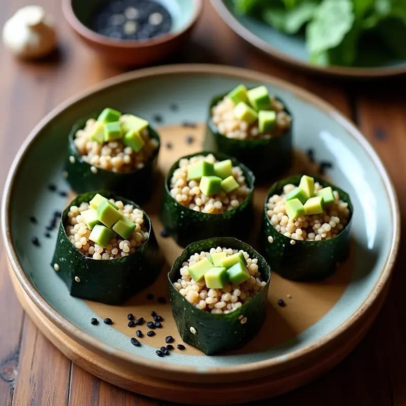Onigiri de Quinoa y Champiñones Shitake: Bocado Japonés Keto con Algas Nori