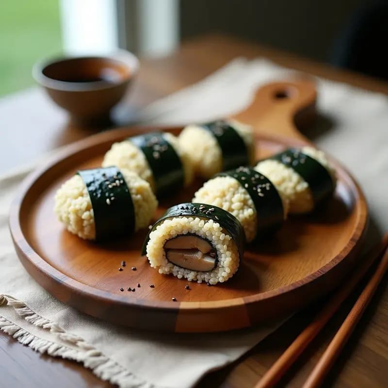 Onigiri de Quinoa y Champiñones Shitake: Bolas de Arroz Japonesas Sin Gluten