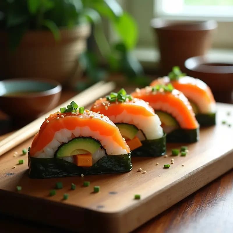 Onigiri Japonés de Salmón y Aguacate: Receta con Algas Nori y Relleno Cremoso en 20 Minutos