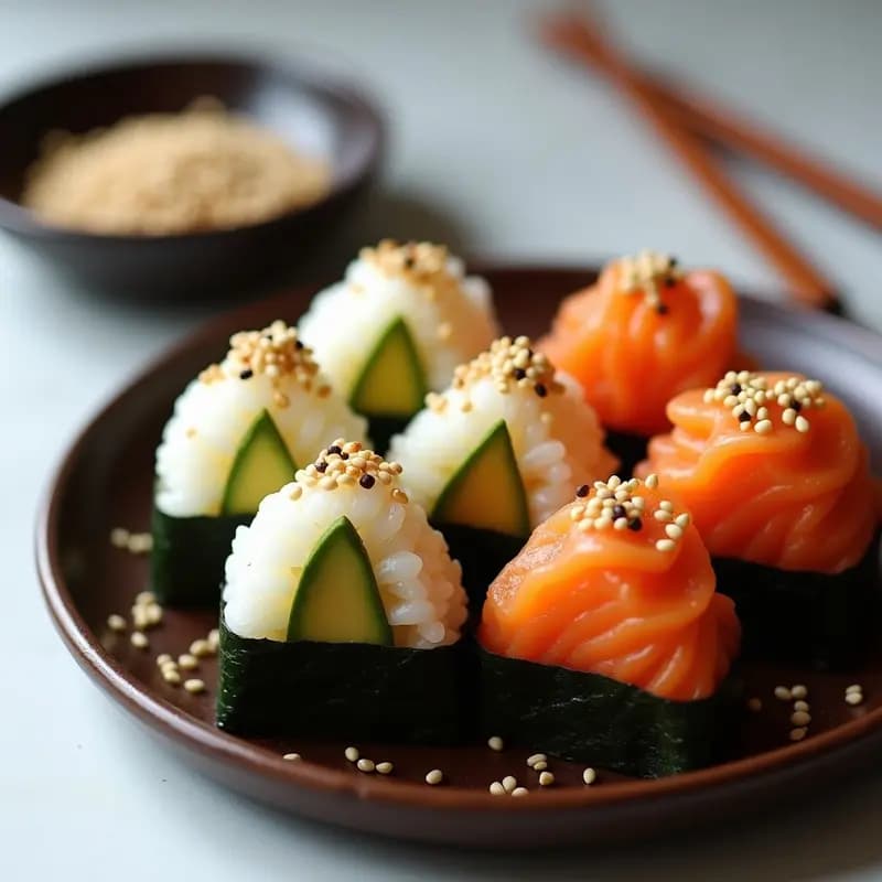 Onigiri Japonés de Salmón y Aguacate: Receta en Bol Sin Gluten y Vegana