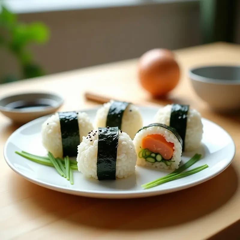 Onigiri Japonés con Salmón y Algas Nori: Bolas de Arroz para Llevar en 10 Minutos