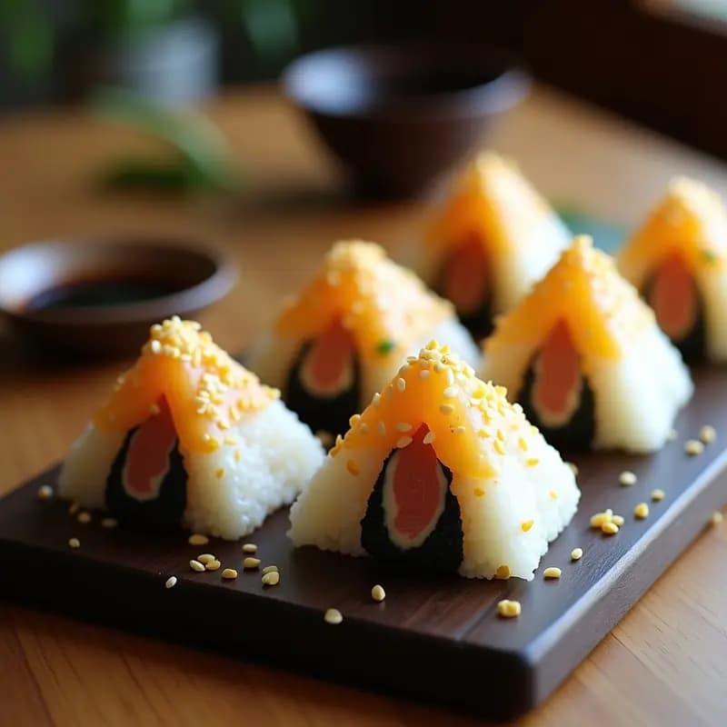 Onigiri de Salmón Ahumado y Queso Crema: Snack Japonés Sin Gluten