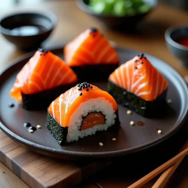 Onigiri de Salmón Teriyaki y Algas Nori: Triángulos Japoneses Rellenos en 20 Minutos