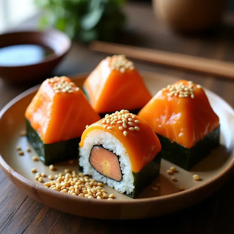 Onigiri de Salmón Teriyaki y Queso Filadelfia: Bocado Japonés Rápido y Proteico