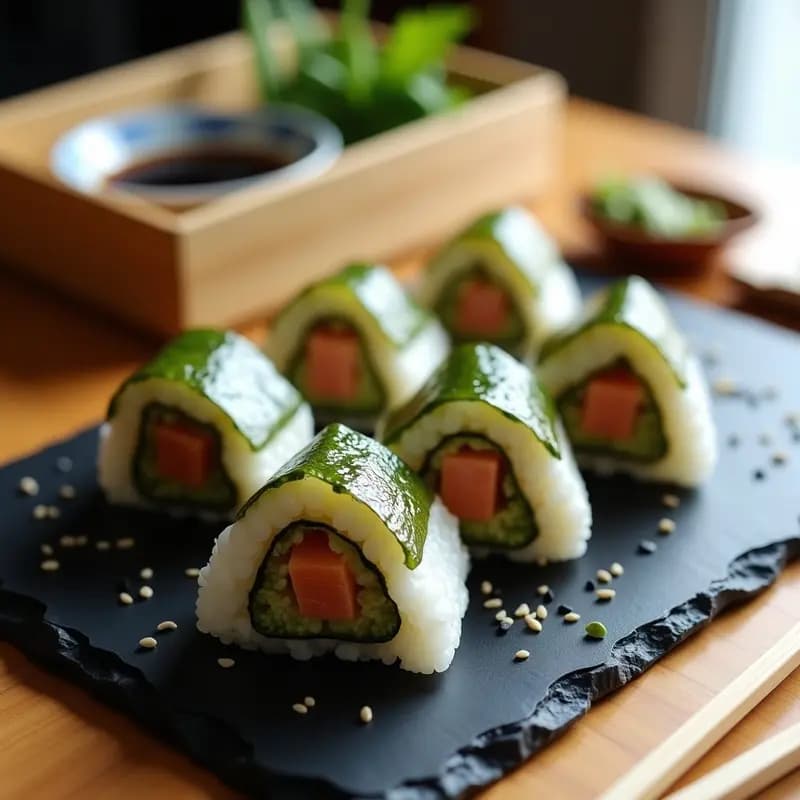 Onigiri de Salmón y Wasabi: Receta Japonesa Rápida para Tupper con Envoltura de Algas