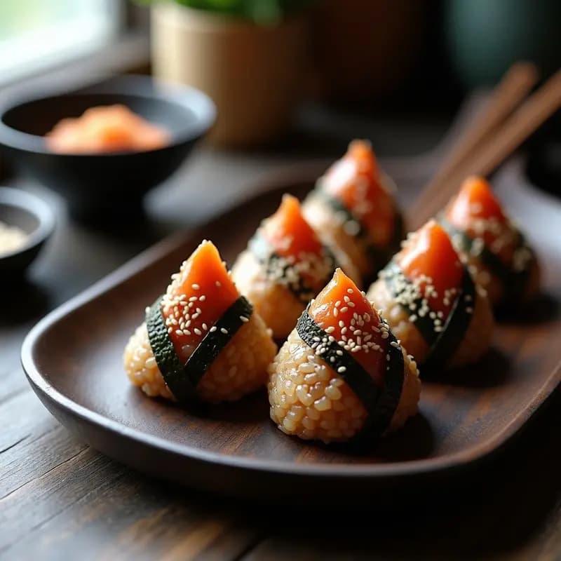 Onigiri de Umeboshi y Semillas de Sésamo: Bolas de Arroz Japonesas Sin Gluten