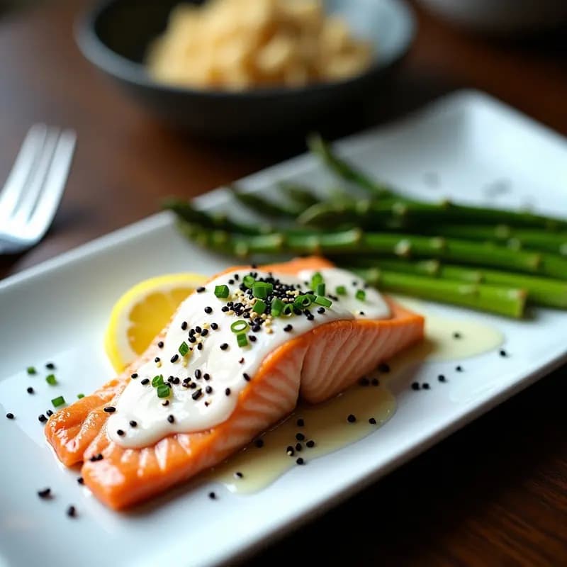 Ora King Salmón al Miso Blanco con Espárragos: Receta Japonesa Gourmet en 15 Minutos