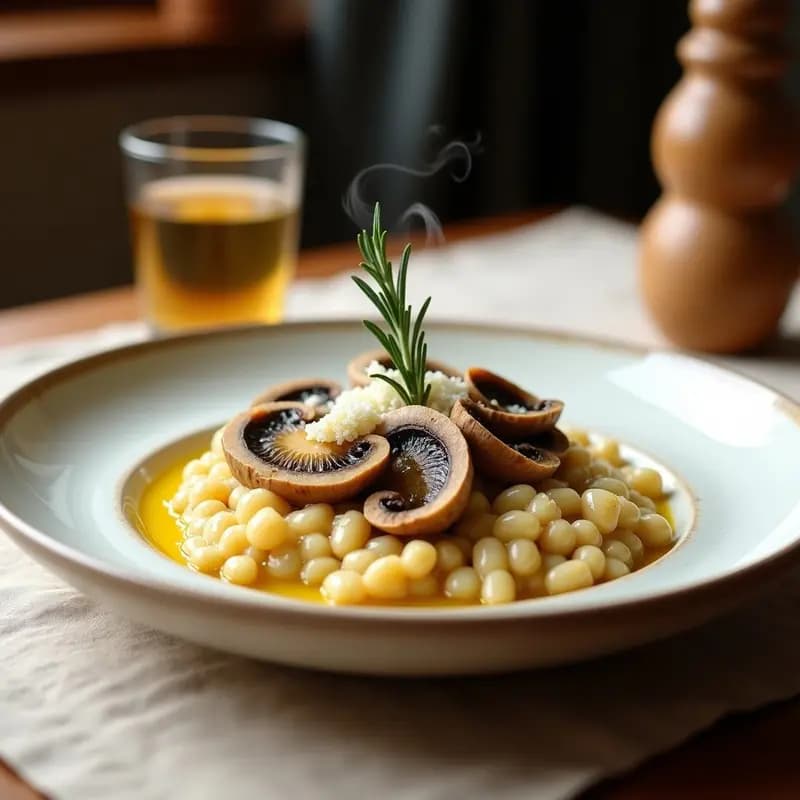 Orzotto de Champiñones Portobello y Queso Pecorino: Receta Italiana en Olla Lenta y Sin Vigilar