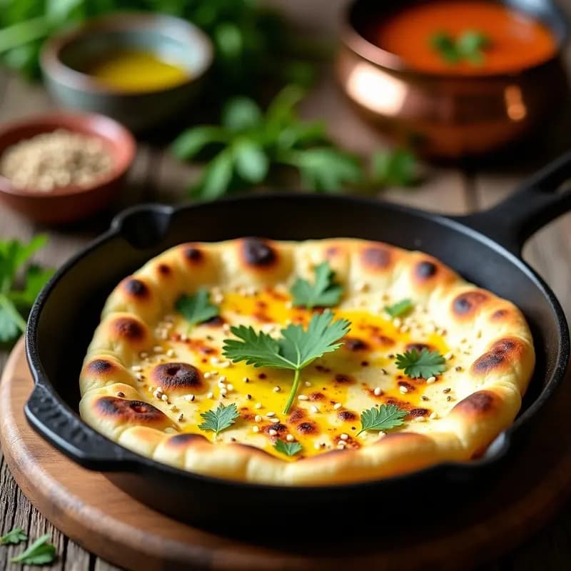 Paan de Queso con Aceite de Oliva y Orégano: Pan Indio Sin Levadura para Acompañar Currys
