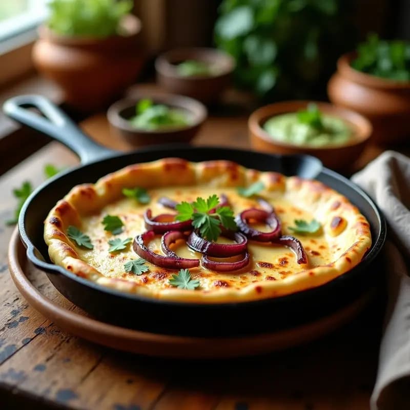 Paan de Queso y Cebolla Caramelizada: Receta India de Paratha Vegana en Sartén