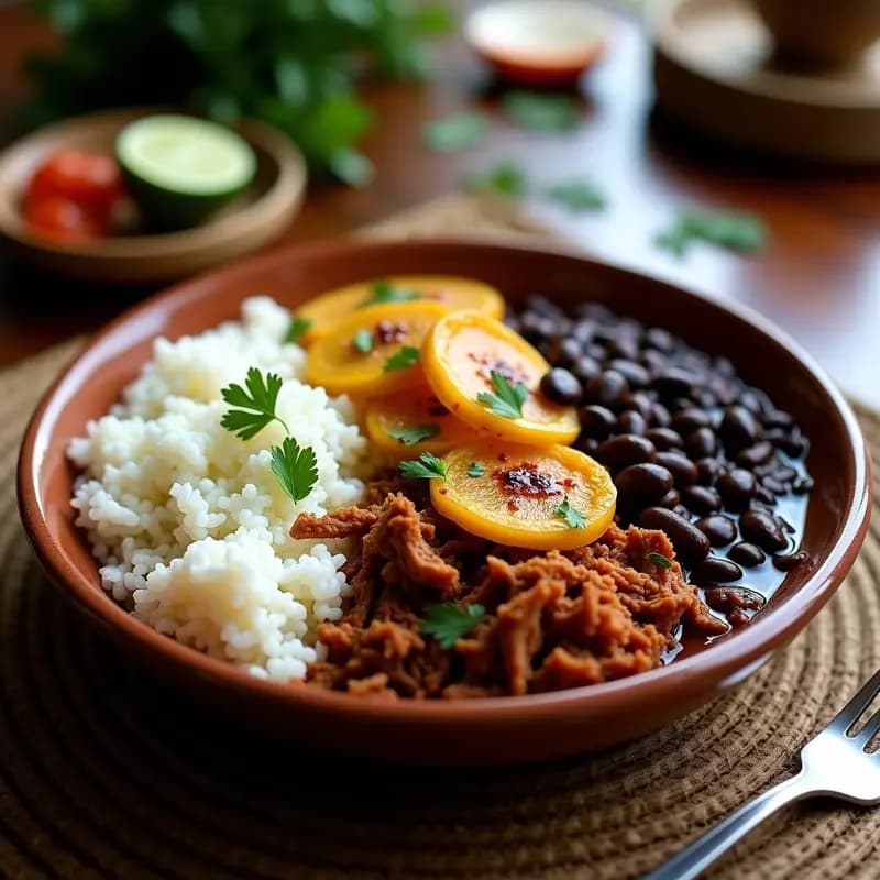 Pabellón Criollo Venezolano con Carne de Soja: Receta Vegana de Caraotas, Arroz y Plátano Maduro