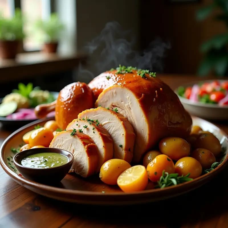 Pabo a la Brasa con Salsa de Huacatay: Receta Peruana en Horno