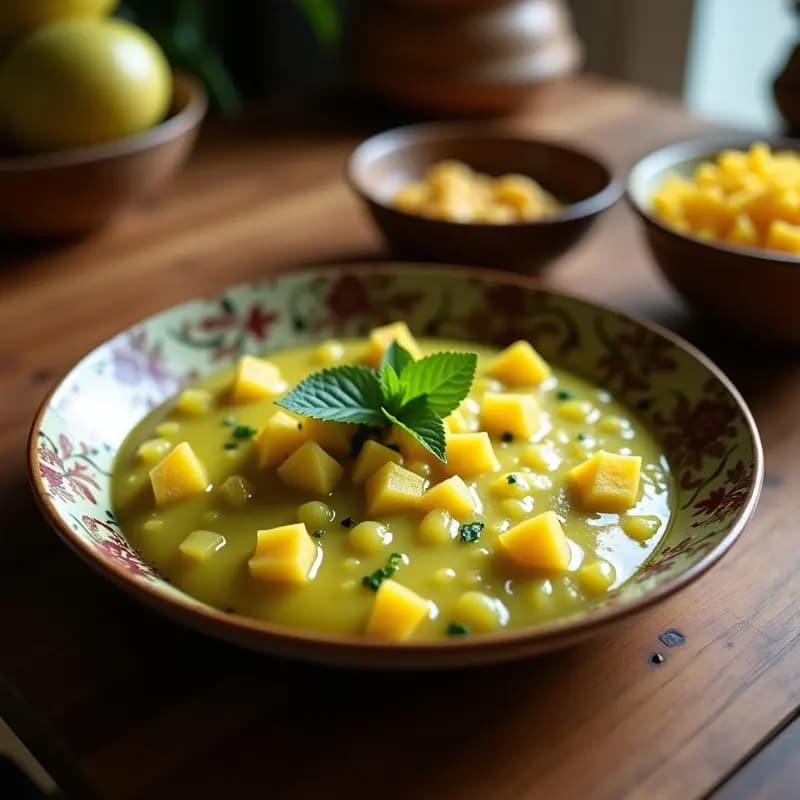 Pachadi de Mango Verde y Coco: Chutney Indio Refrescante y Sin Azúcar