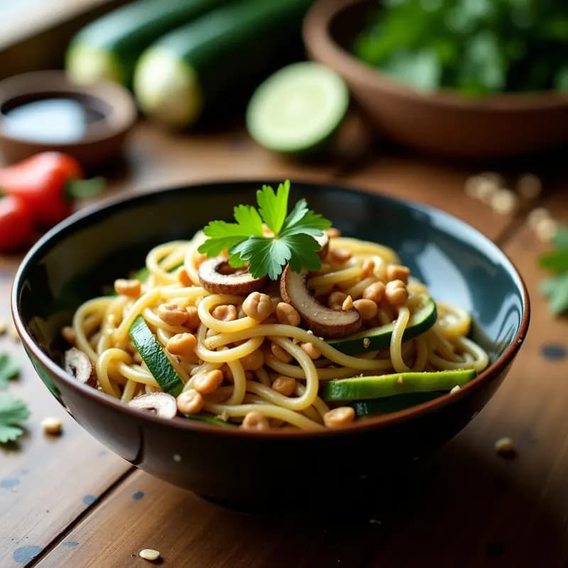 Pad See Ew de Calabacín y Seta Shiitake: Receta Tailandesa Low Carb con Fideos Konjac