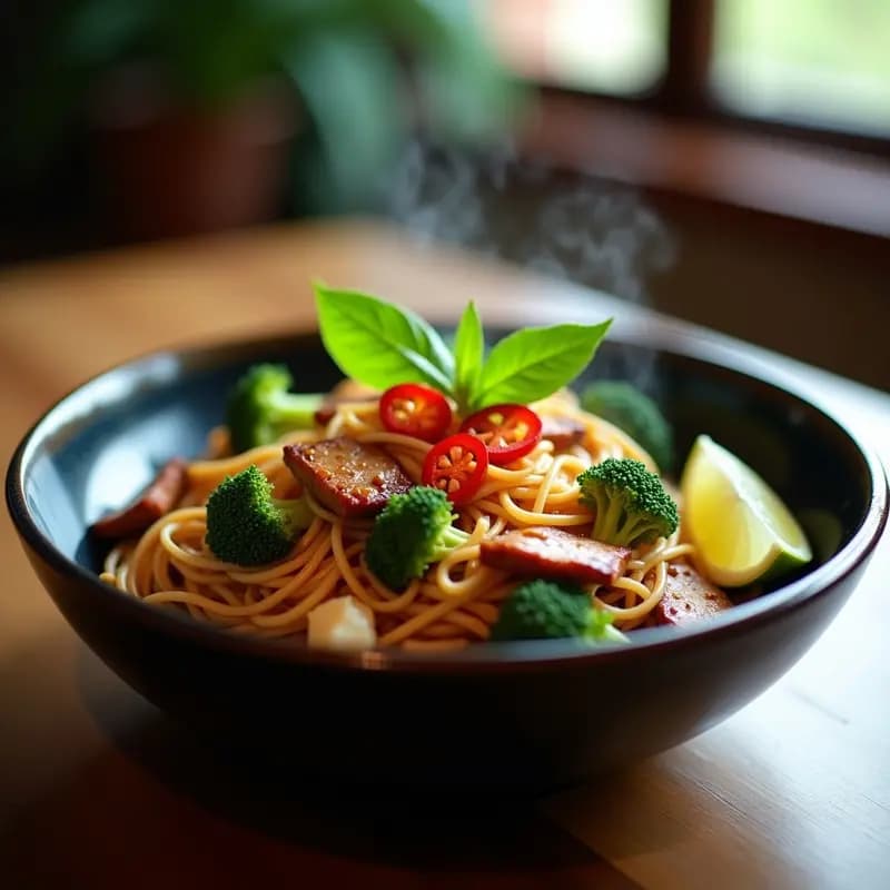 Pad See Ew con Fideos Anchos y Cerdo: Receta Tailandesa Salteada con Salsa de Soya
