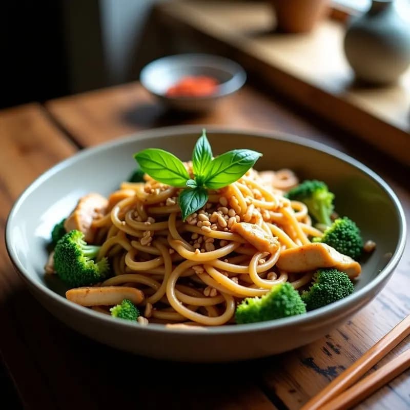 Pad See Ew de Fideos de Konjac con Pollo y Brócoli: Receta Tailandesa Keto