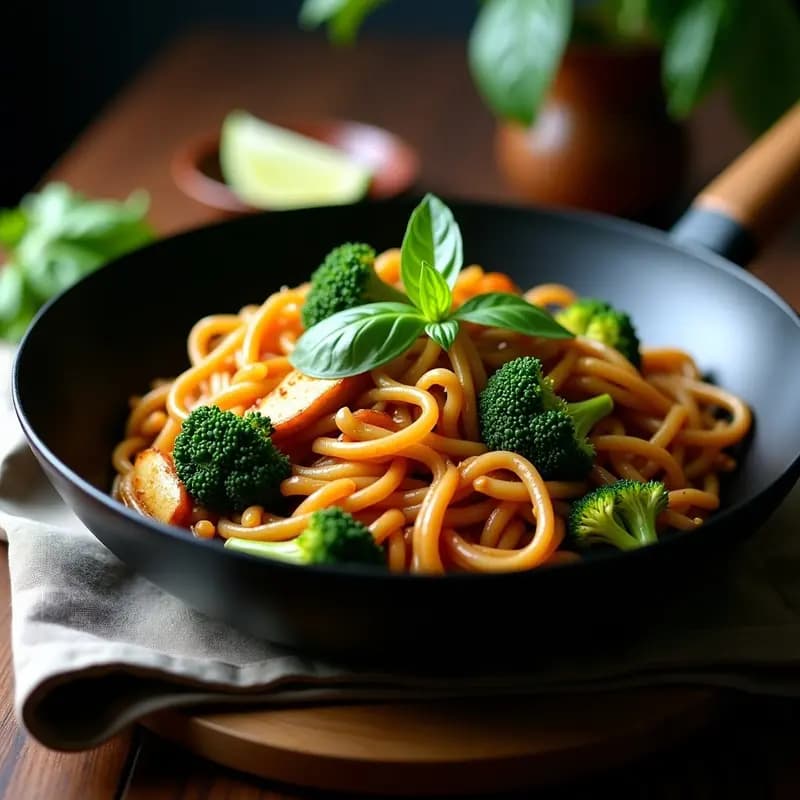 Pad See Ew Tailandés con Pollo y Brócoli: Receta de Wok Rápida y Alta en Proteínas