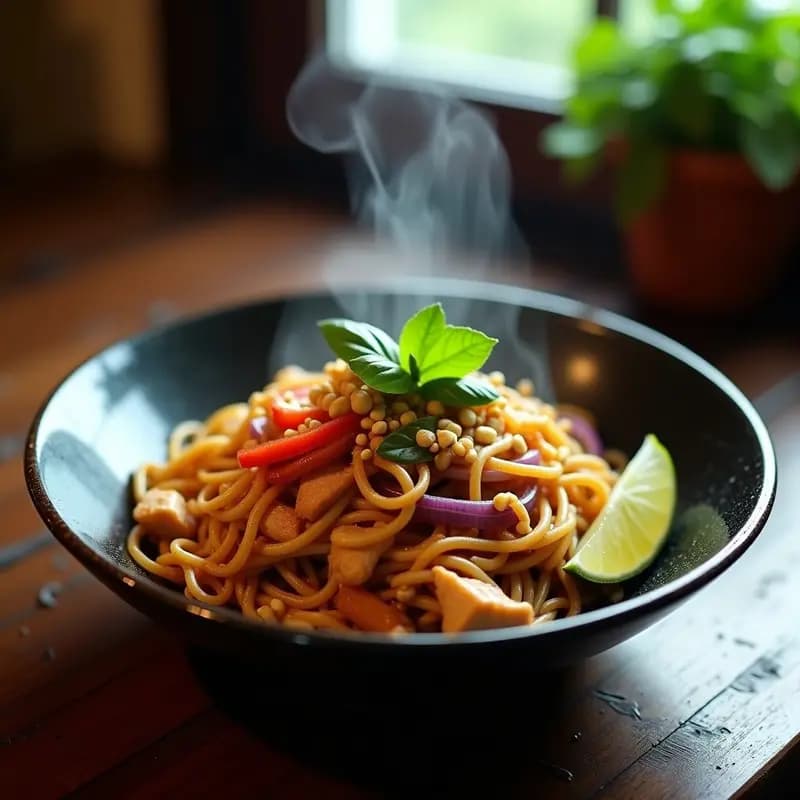 Pad See Ew de Pollo y Cacahuetes: Receta Tailandesa Picante en Olla Exprés