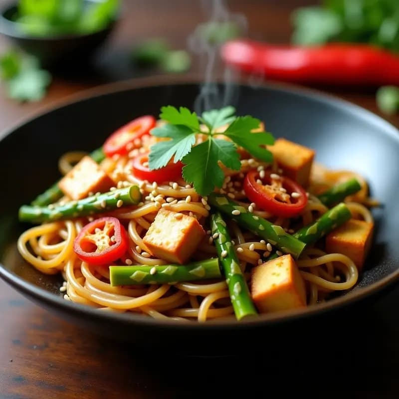 Pad See Ew con Tofu y Espárragos: Receta Tailandesa Vegana en Wok y Económica