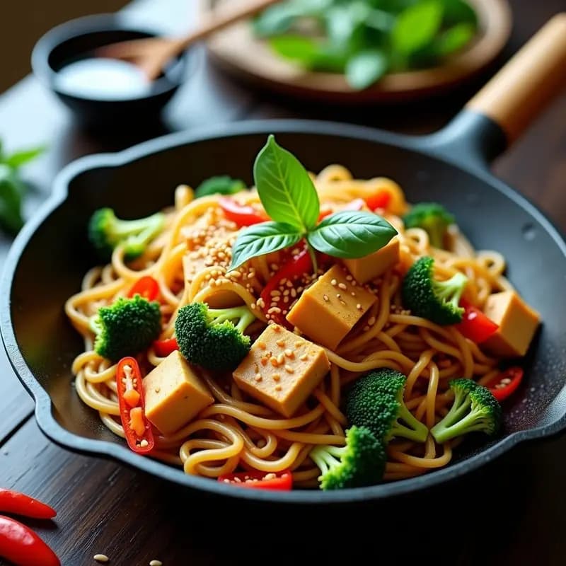Pad See Ew Vegano: Fideos Tailandeses Salteados con Tofu y Brócoli