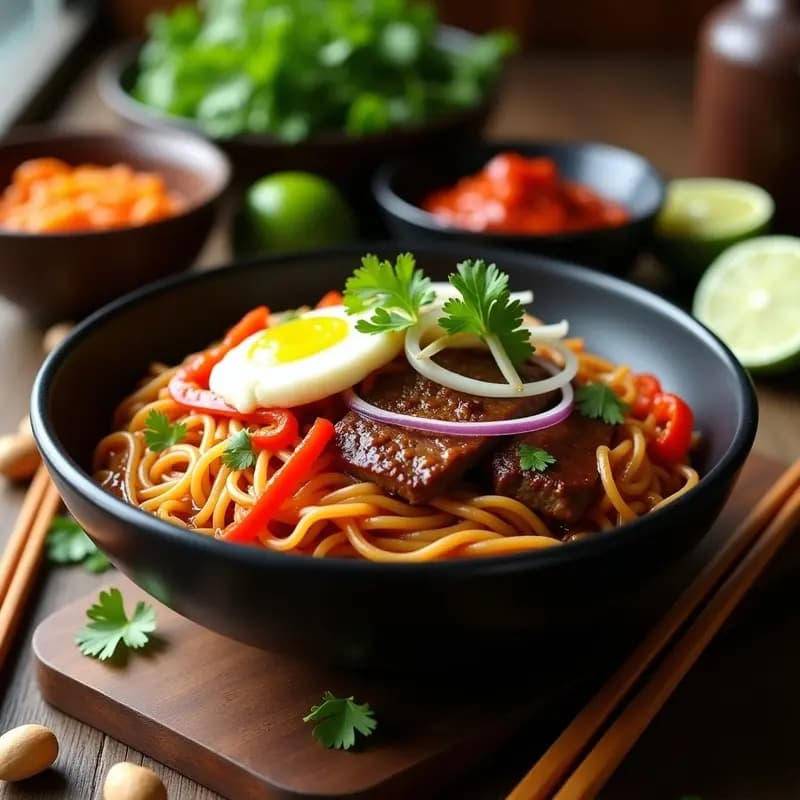 Pad Tai de ternera con salsa de tamarindo: Receta Thai con Toque Dulce y Ácido