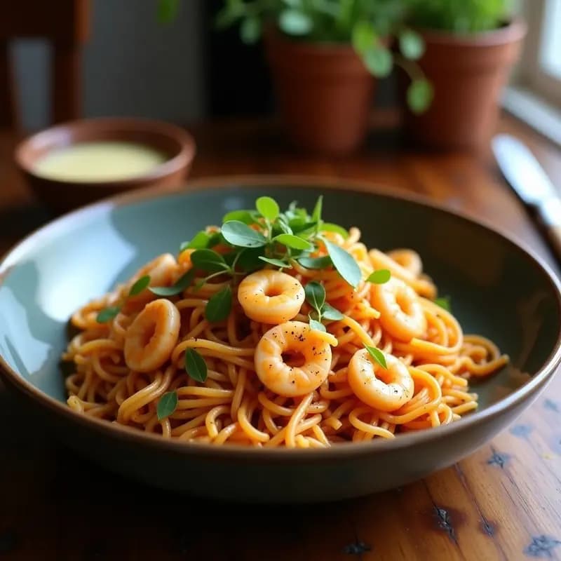 Pad Thai de Arroz Integral con Camarones y Tamarindo: Receta Tailandesa Sin Gluten