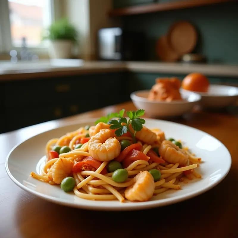 Pad Thai Auténtico con Gambas y Tofu: Receta Tailandesa Original en Wok