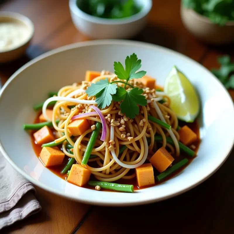 Pad Thai de Calabacín y Gamas: Receta Tailandesa Low-Carb con Cacahuetes Crujientes