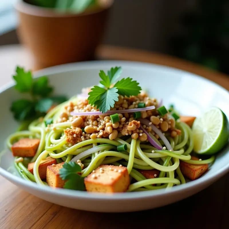 Pad Thai de Calabacín Espiralizado y Tofu: Receta Tailandesa Low-Carb en Airfryer