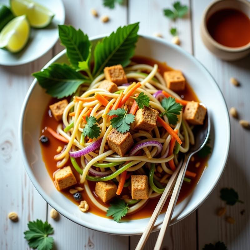 Pad Thai de Calabacín con Tofu y Salsa de Tamarindo: Receta Vegana y Sin Fideos