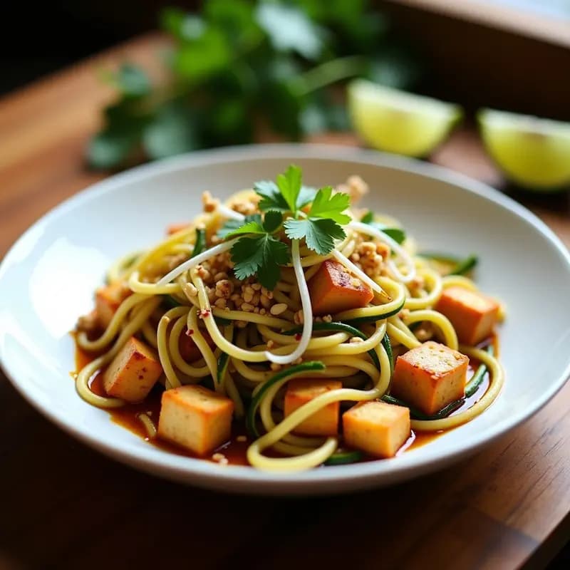 Pad Thai de Calabacín y Tofu: Versión Vegana y Baja en Calorías del Clásico Tailandés