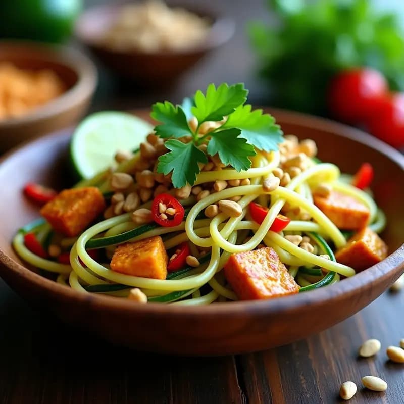 Pad Thai de Calabacín Espiralizado: Receta Tailandesa Vegana Alta en Fibra