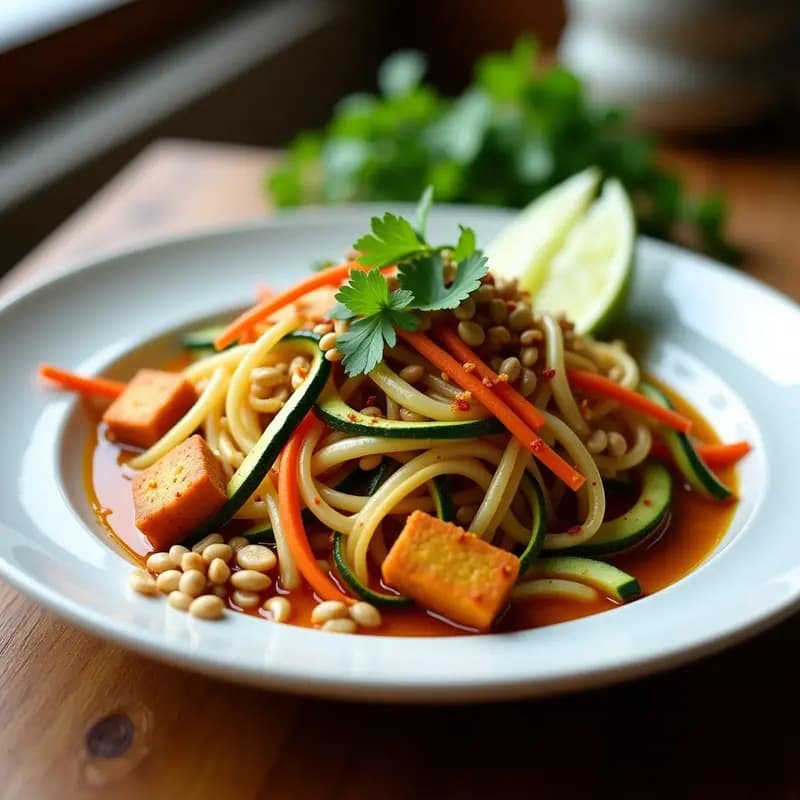 Pad Thai de Calabacín y Zanahoria con Salsa de Tamarindo: Receta Tailandesa Low-Carb
