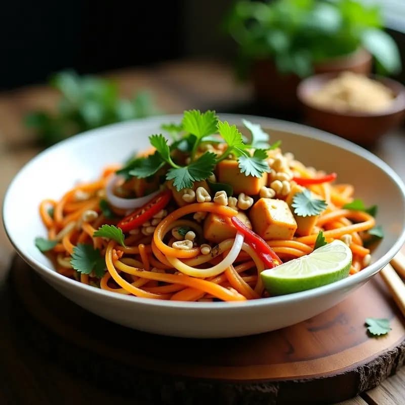 Padian Thai de Calabacín y Zanahoria: Receta Tailandesa Vegana en Espiralizador