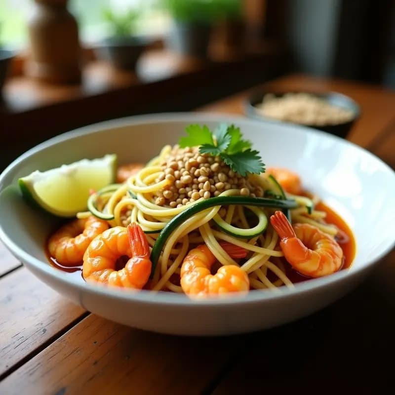Pad Thai de Camarones al Cúrcuma y Cacahuete: Receta Tailandesa Alta en Anteinflamatorios en 20 Minutos