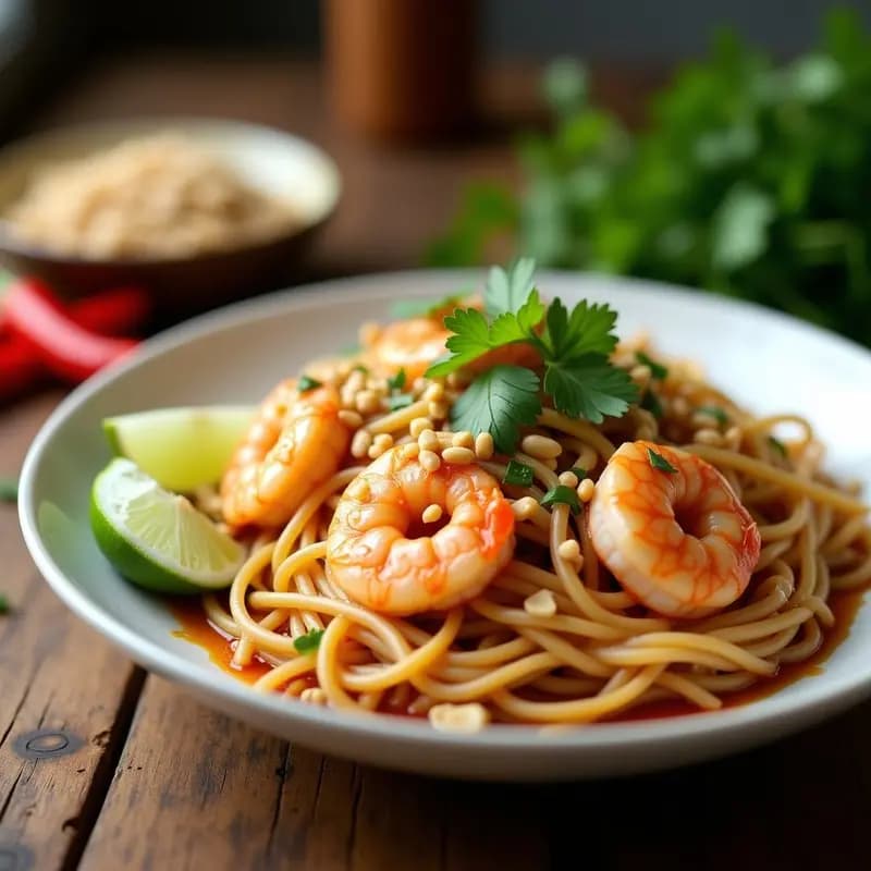 Pad Thai con Camarones y Germinados de Soja: Receta Tailandesa Auténtica y Sin Gluten