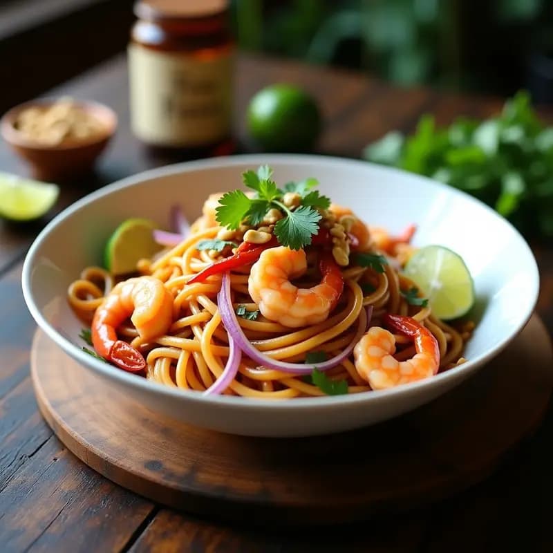 Pad Thai de Camarones con Salsa Tamarindo: Receta Tailandesa Tradicional y Rápida