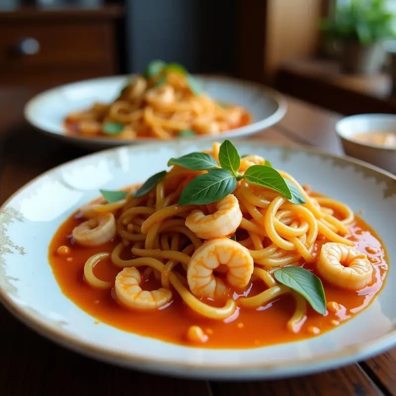Pad Thai con Camarones y Tofu: Receta Tailandesa Dulce y Salada en Wok