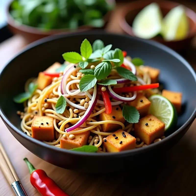Pad Thai de Camelina y Tofu: Receta Tailandesa Vegana con Twist Nutricional