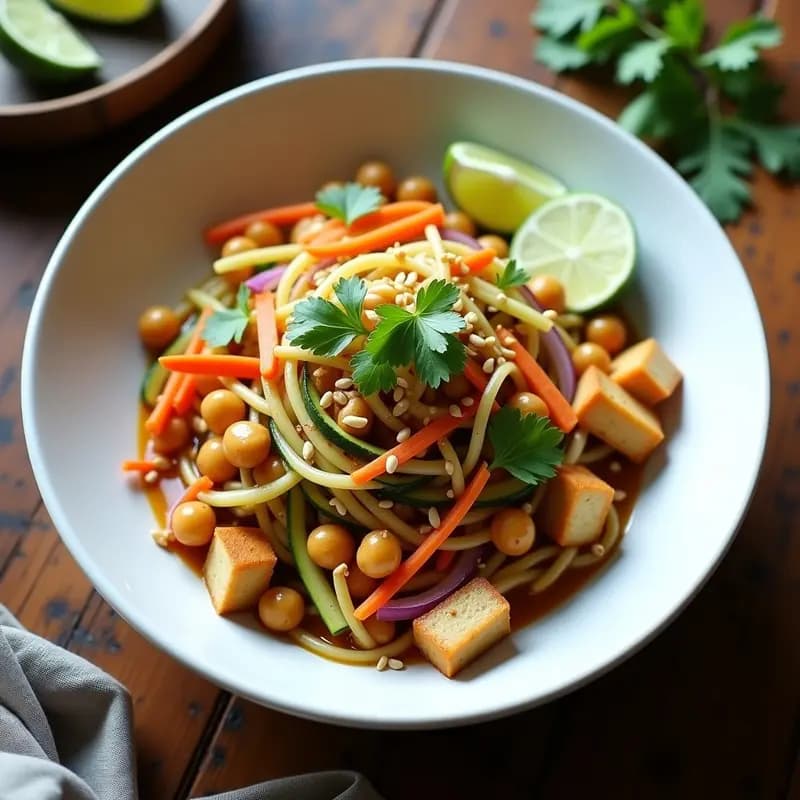 Pad Thai de Garbanzos y Calabacín: Receta Tailandesa Vegana con Toque Crujiente
