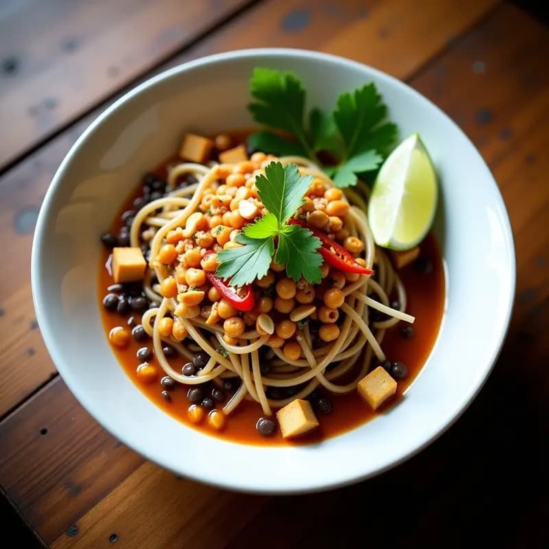 Pad Thai de Lentejas y Cacahuetes: Receta Tailandesa Vegana y Alta en Proteína