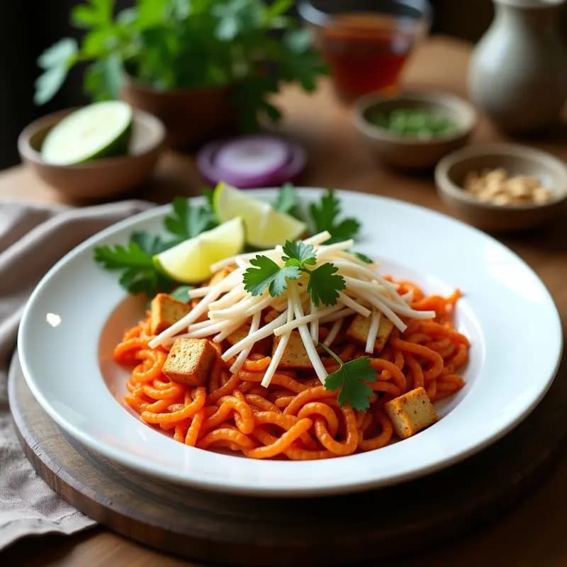 Pad Thai de Lentejas Rojas y Tofu: Receta Tailandesa Keto y Sin Gluten
