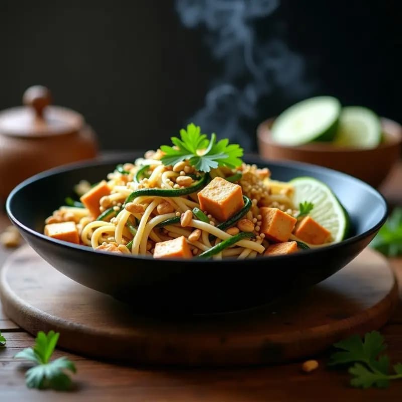 Pad Thai con Tofu y Brotes de Soja: Receta Tailandesa Keto en Wok