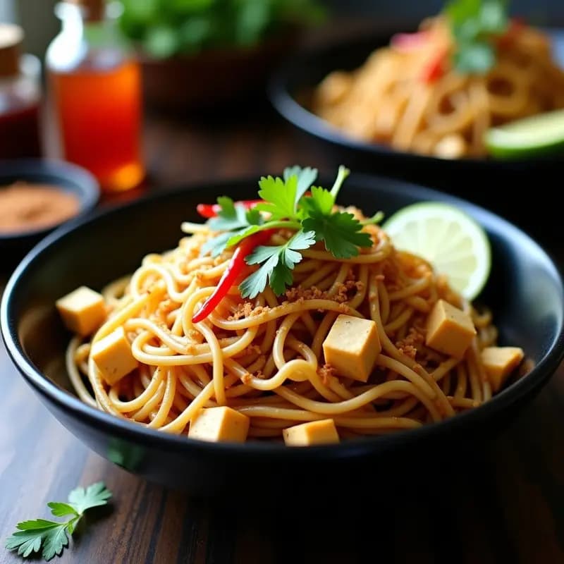 Pad Thai Tailandés con Tofu y Brotes de Soja: Receta Auténtica y Vegana